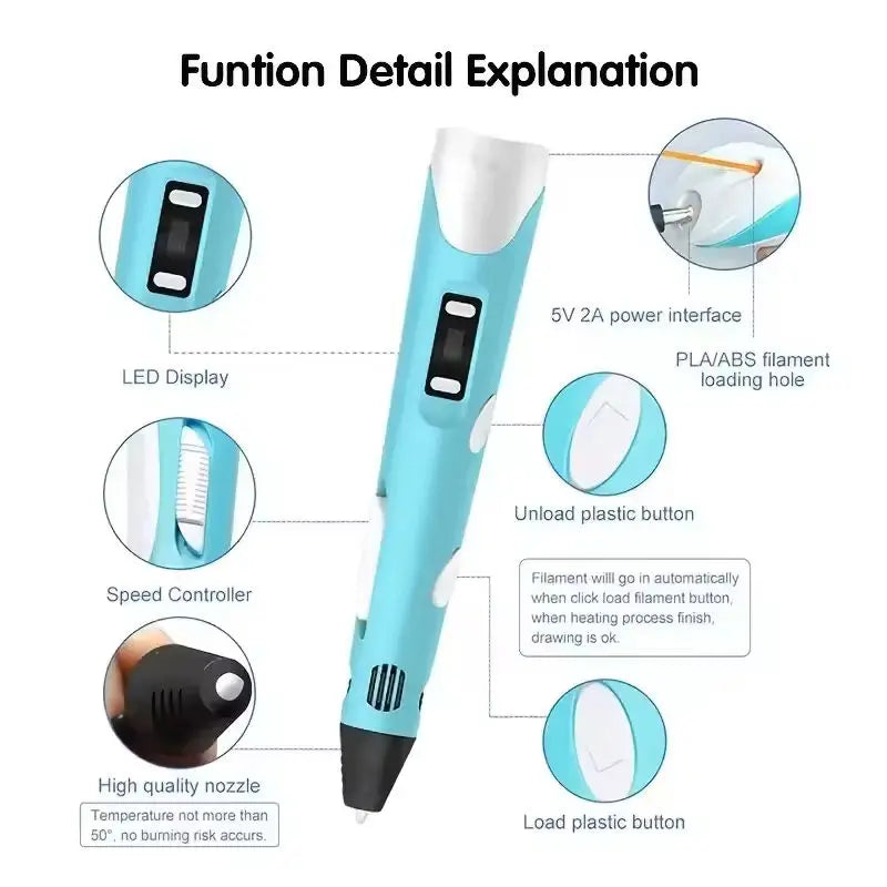 3D Printing Pen with LED Display for Creative DIY Drawing - 4