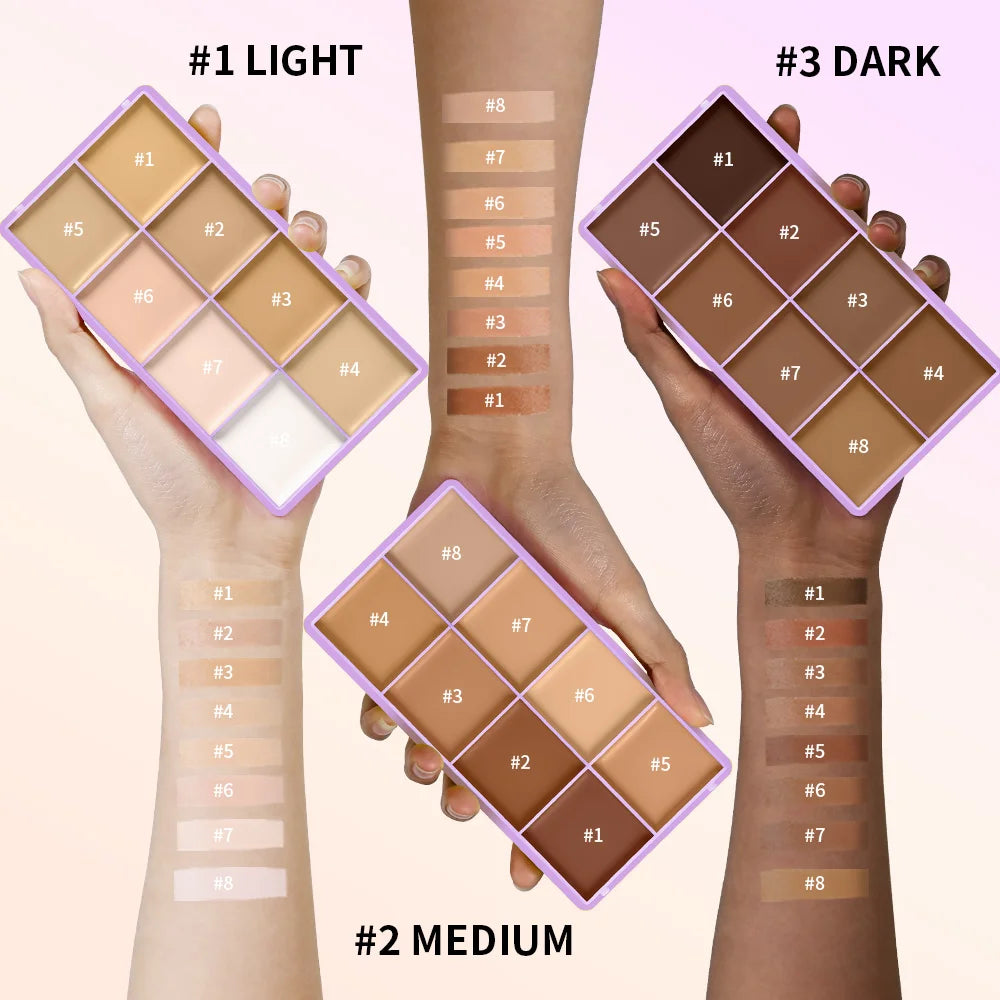 8 Shade Cream Concealer Palette for Full Coverage