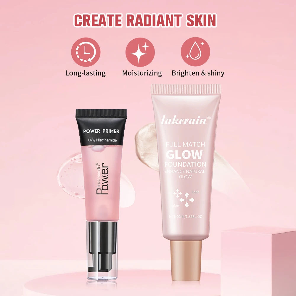 Makeup Primer and Glow Foundation Set for Radiant Skin - 3