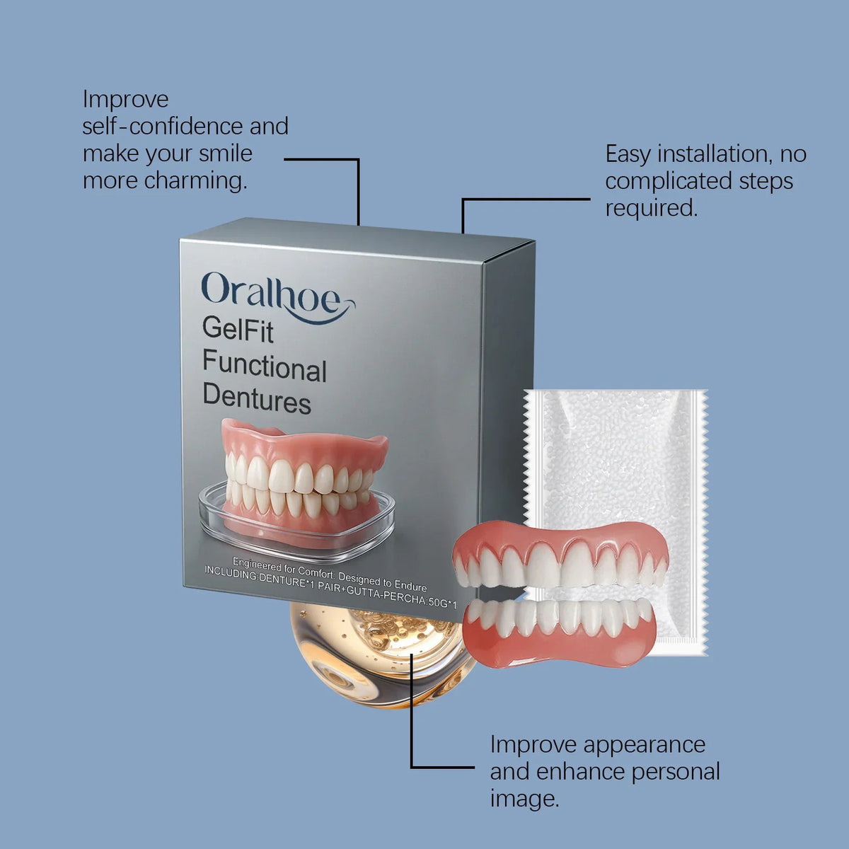 Temporary Denture Reliner Kit for a Natural Smile