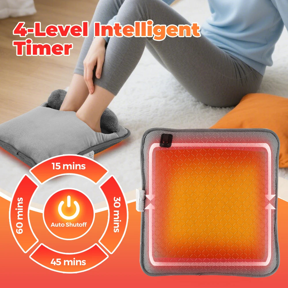 USB Electric Foot Warmer with Adjustable Heat and Timer Settings