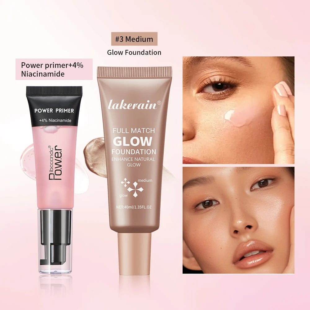 Makeup Primer and Glow Foundation Set for Radiant Skin