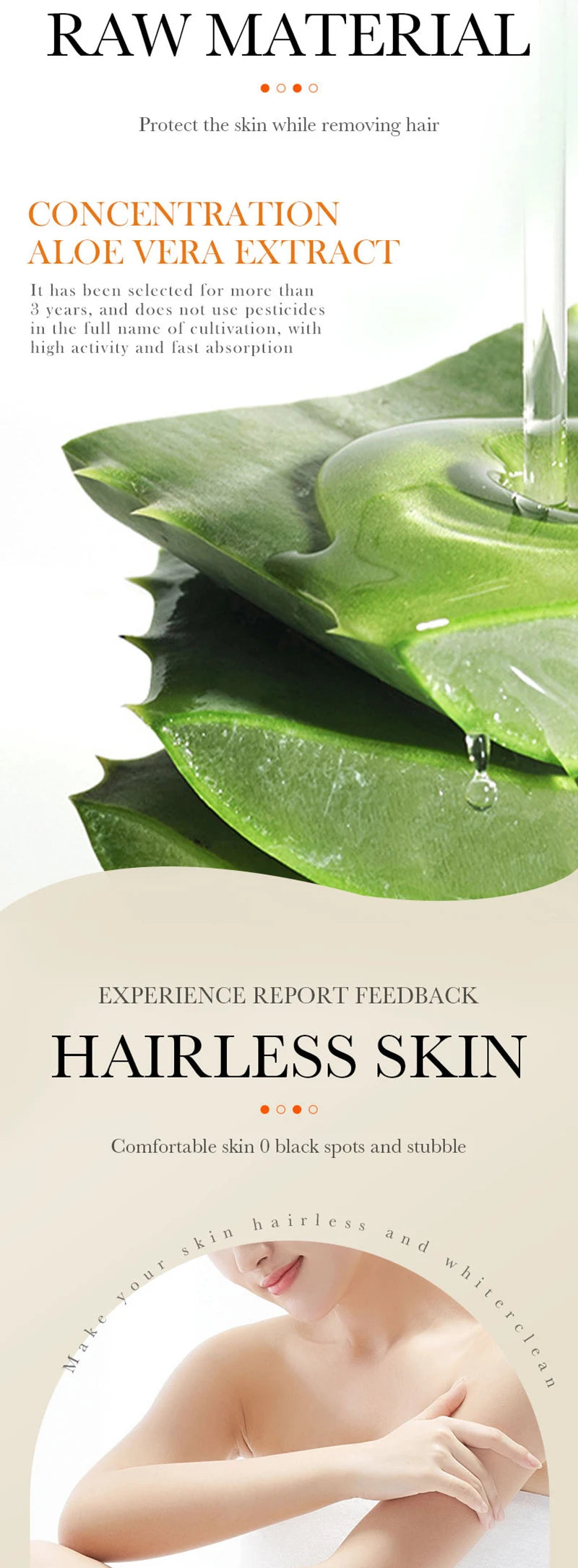 Aloe Vera Hair Removal Cream for Painless Smooth Skin