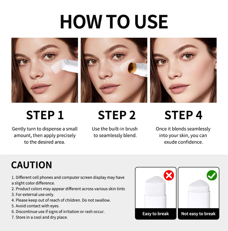Color Changing Foundation Stick with Built In Blending Brush