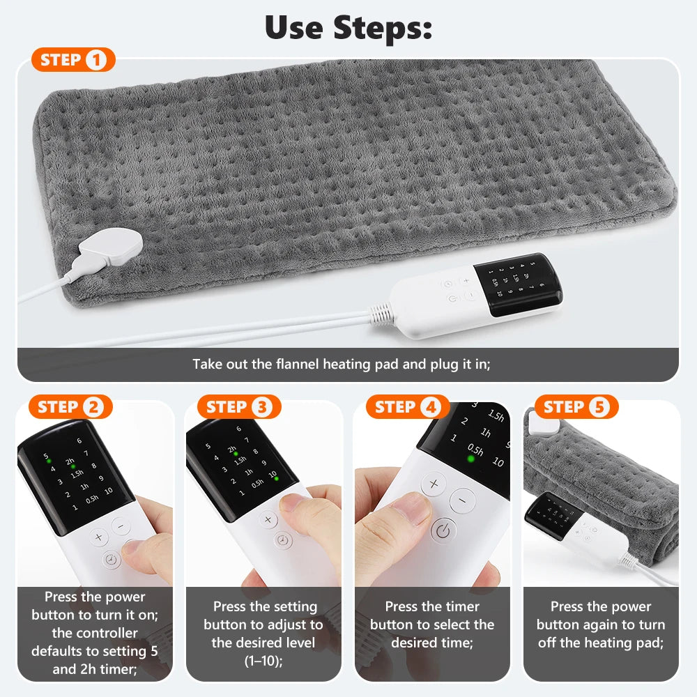 Electric Heating Pad with Adjustable Temperature Settings - 14