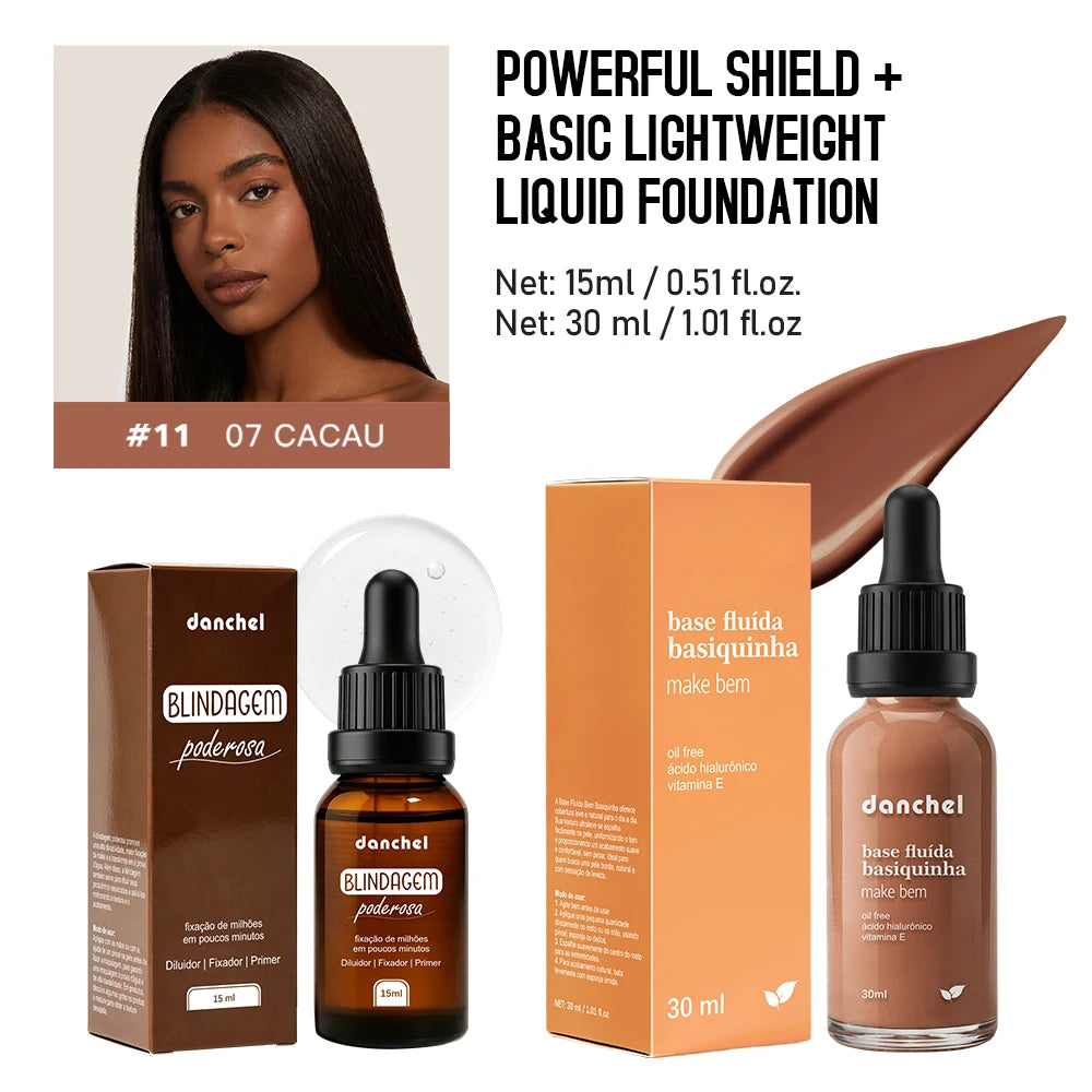 Liquid Foundation and Primer Set for Long Lasting Natural Coverage