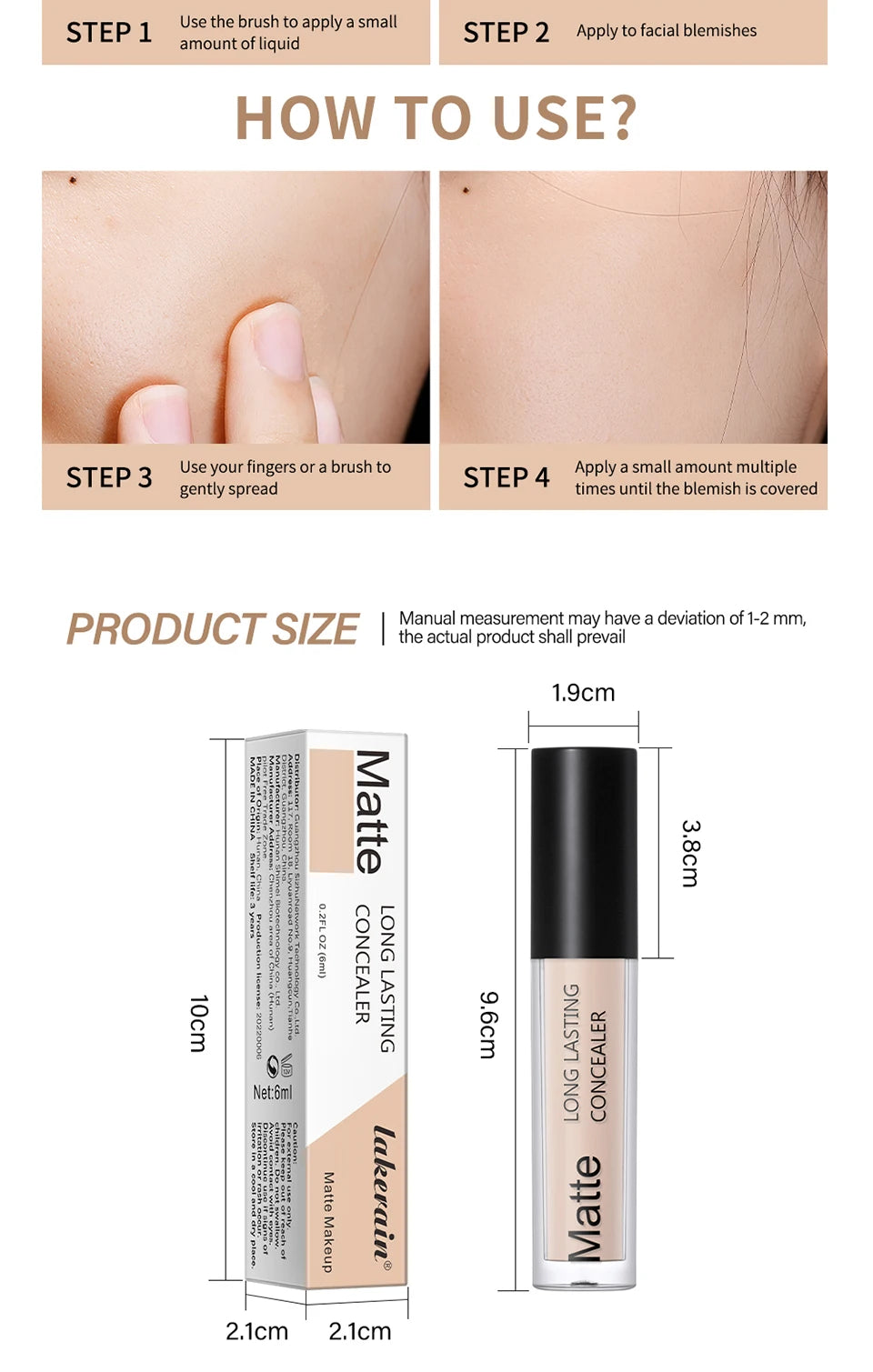 Liquid Face Concealer High Coverage Matte Finish - 14