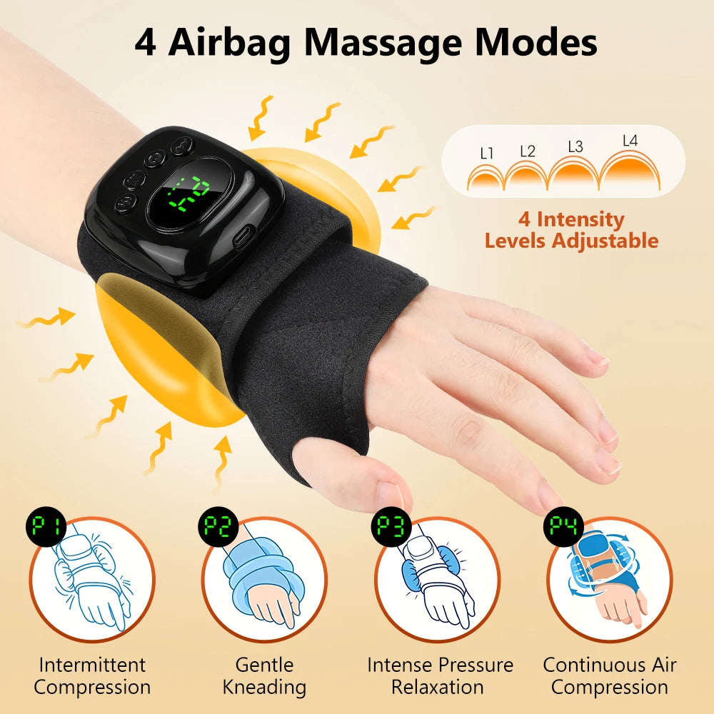 Cordless Wrist Massager with Heat and Air Compression