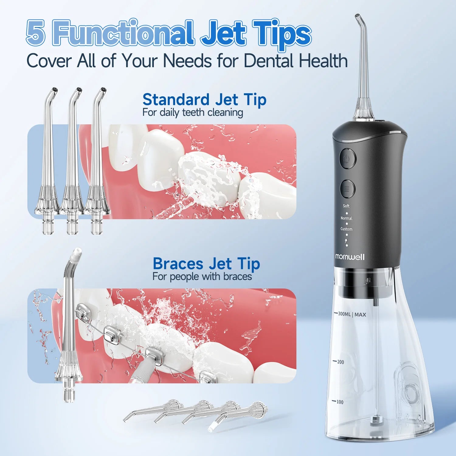 Portable Oral Irrigator with 300ml Detachable Water Tank - 6