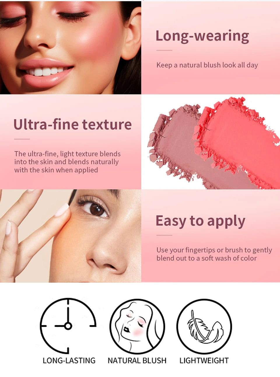 Embossed Matte Blush Palette with Natural Finish - 11