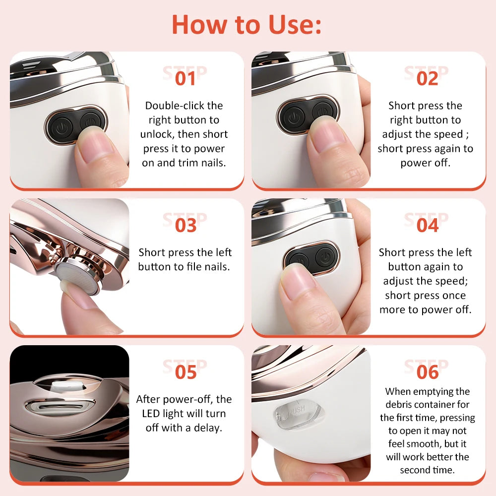 Electric Nail Clipper with LED Light for Precise Trimming