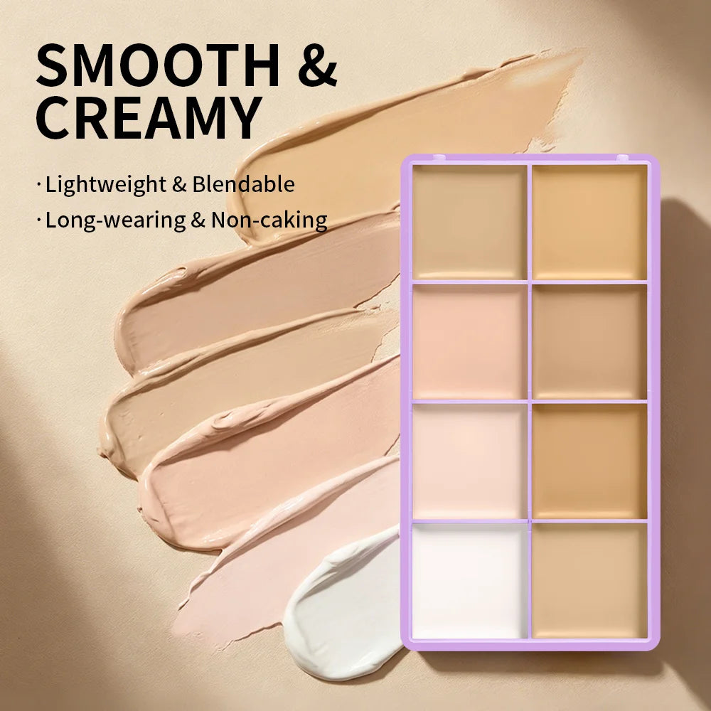 8 Shade Cream Concealer Palette for Full Coverage