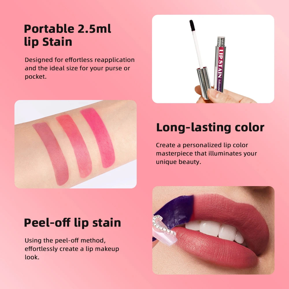 Peel Off Lip Stain Set Waterproof Long Lasting - 5