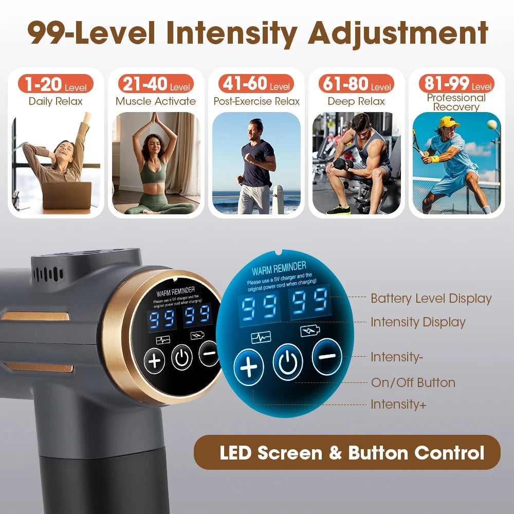 Portable Muscle Massage Gun with 11 Interchangeable Heads - 4