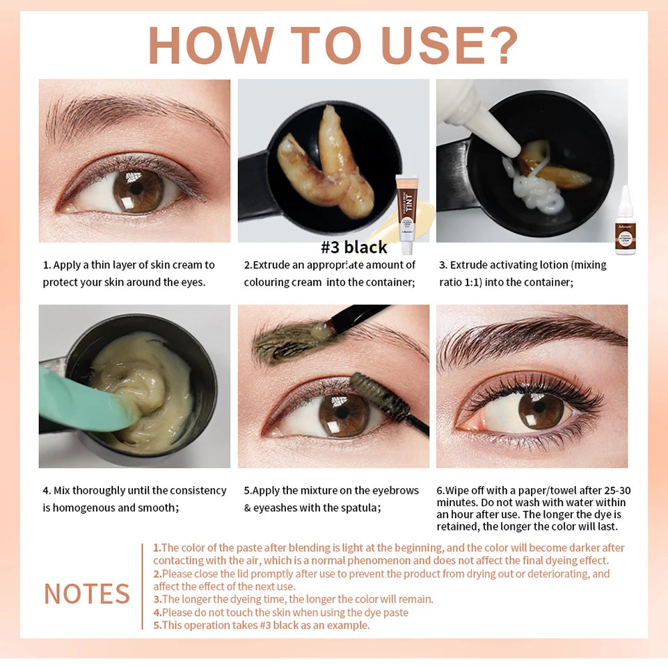Eyelash and Brow Tint Kit for Natural Long Lasting Color