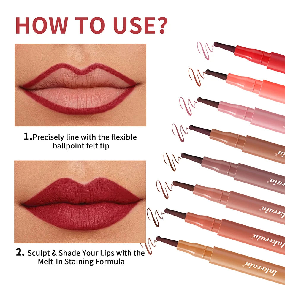 Lip Liner Pen with Precise Ballpoint Felt Tip