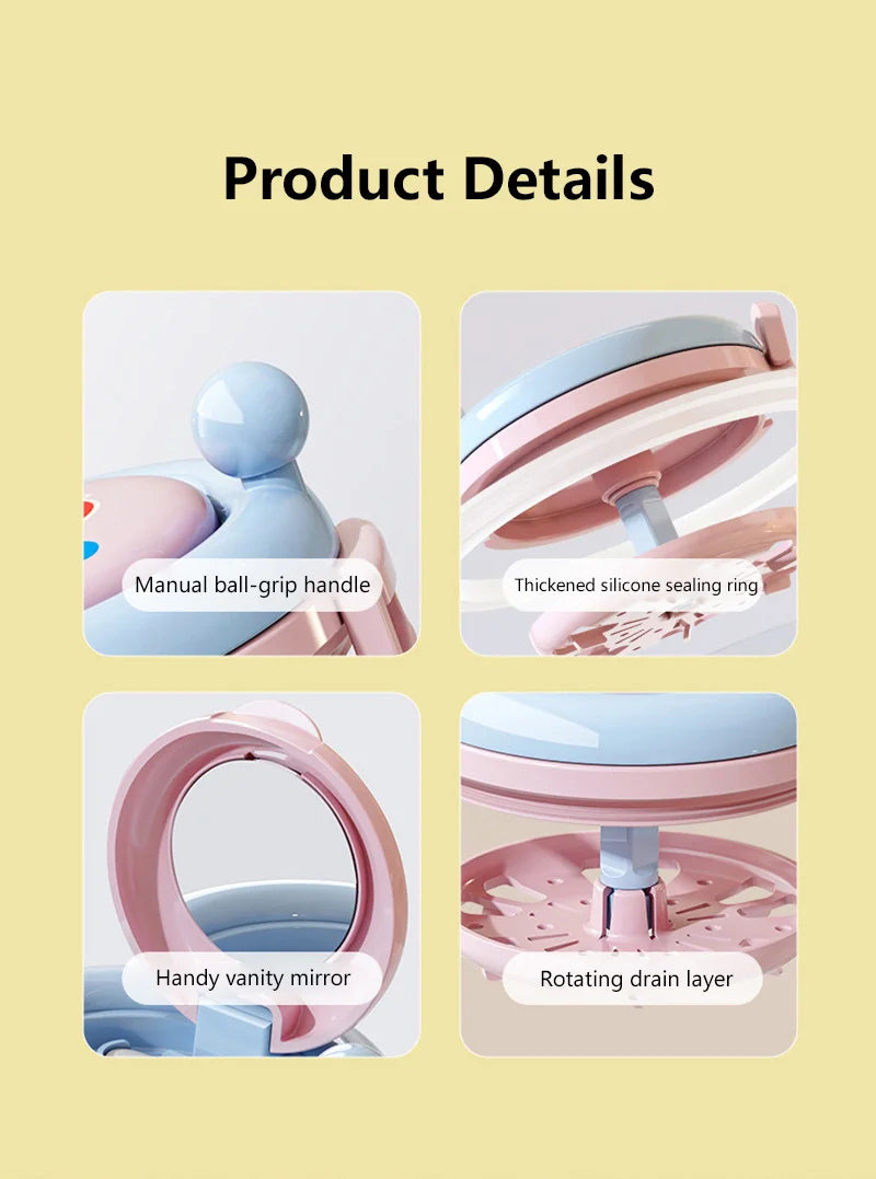 Denture Cleaning Container with Rotary Drainage Tray