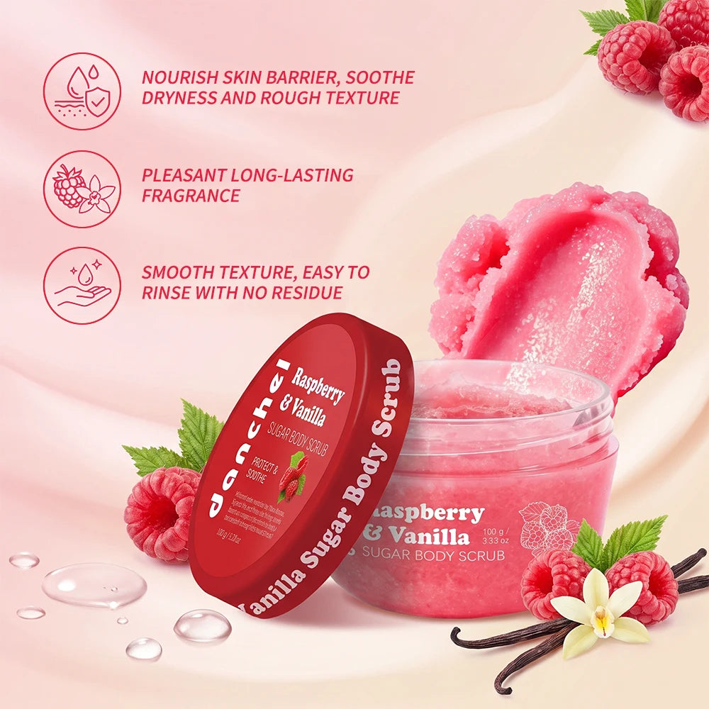 Raspberry Vanilla Sugar Body Scrub for Smooth Nourished Skin - 3