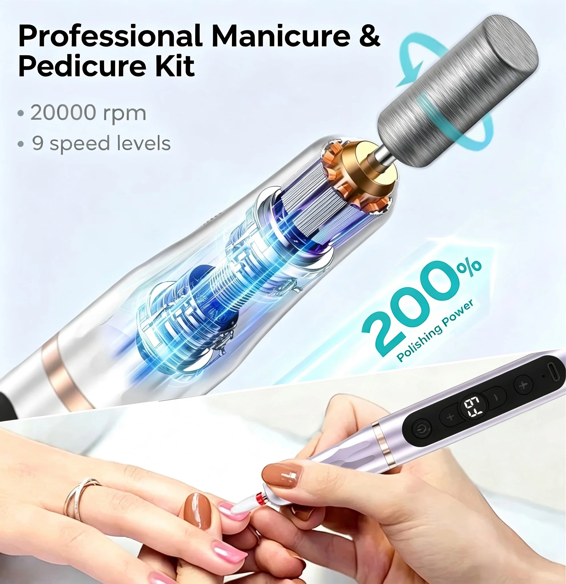 Electric Nail Drill and UV Lamp Kit for Professional Manicures - 4