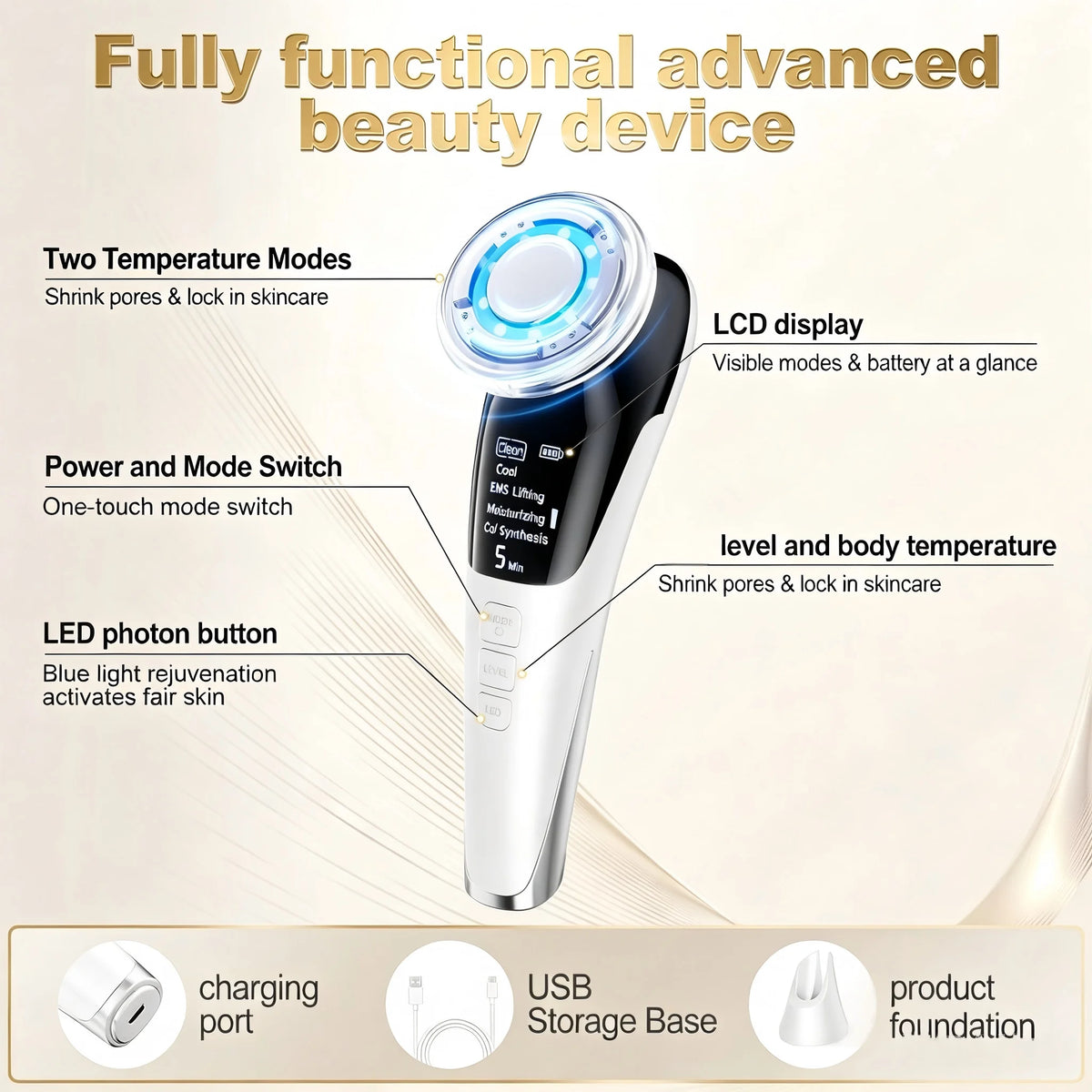 Microcurrent Facial Device for Skin Rejuvenation and Tightening
