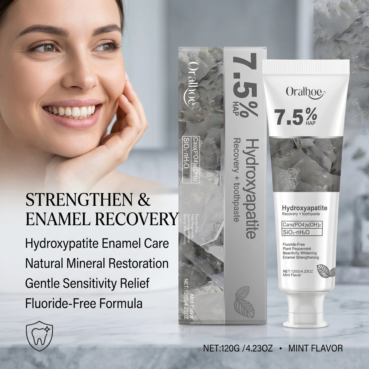 Hydroxyapatite Toothpaste for Enamel Repair and Whitening