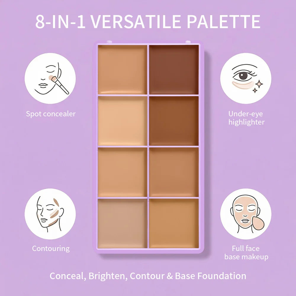 8 Shade Cream Concealer Palette for Full Coverage - 3