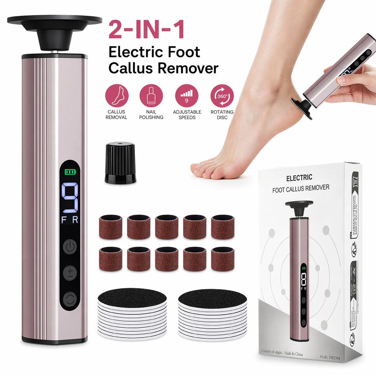 Electric Foot Callus Remover with Adjustable Speed Settings
