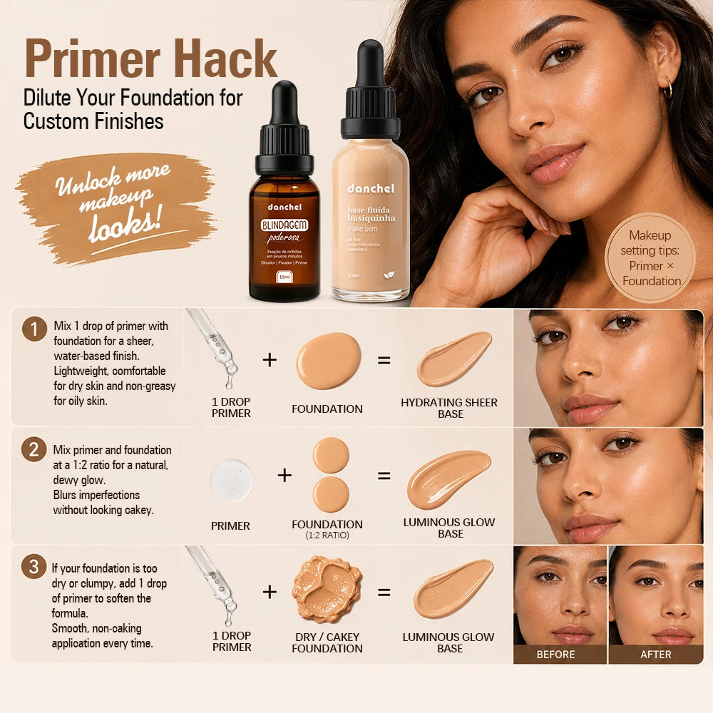 Liquid Foundation and Primer Set for Long Lasting Natural Coverage - 6