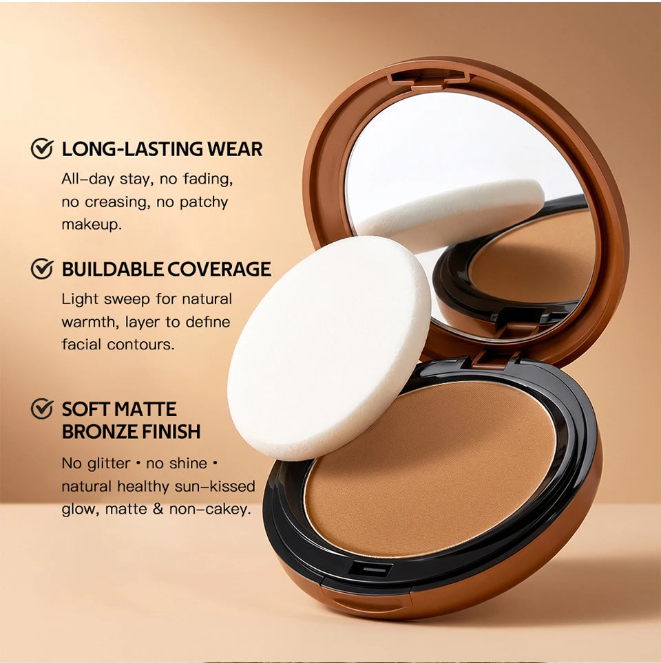 Matte Bronze Compact Powder for Flawless Buildable Coverage - 9