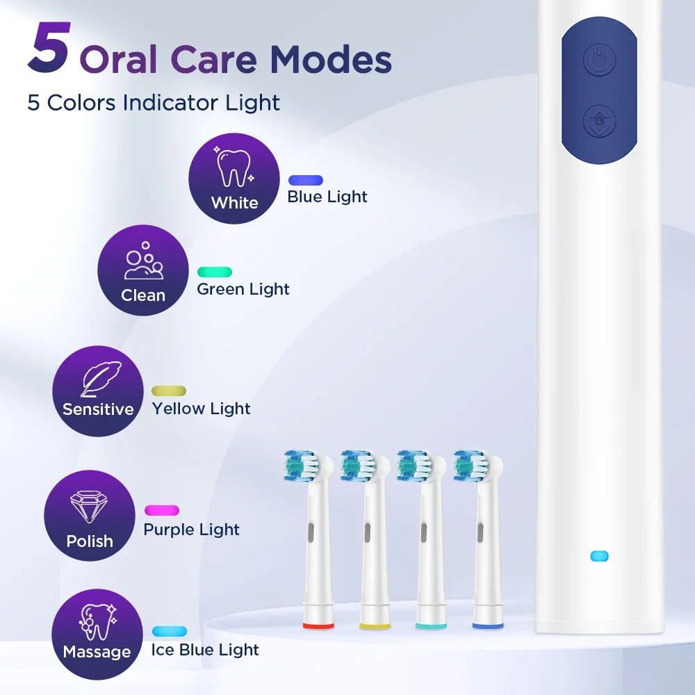 Rotating Electric Toothbrush with Five Cleaning Modes