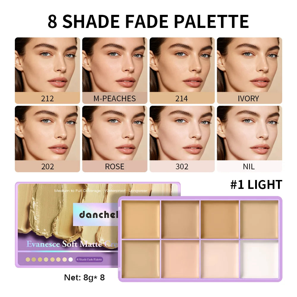 8 Shade Cream Concealer Palette for Full Coverage