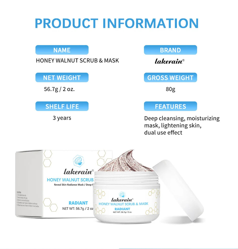 Honey Walnut Facial Scrub and Mask for Radiant Skin - 15