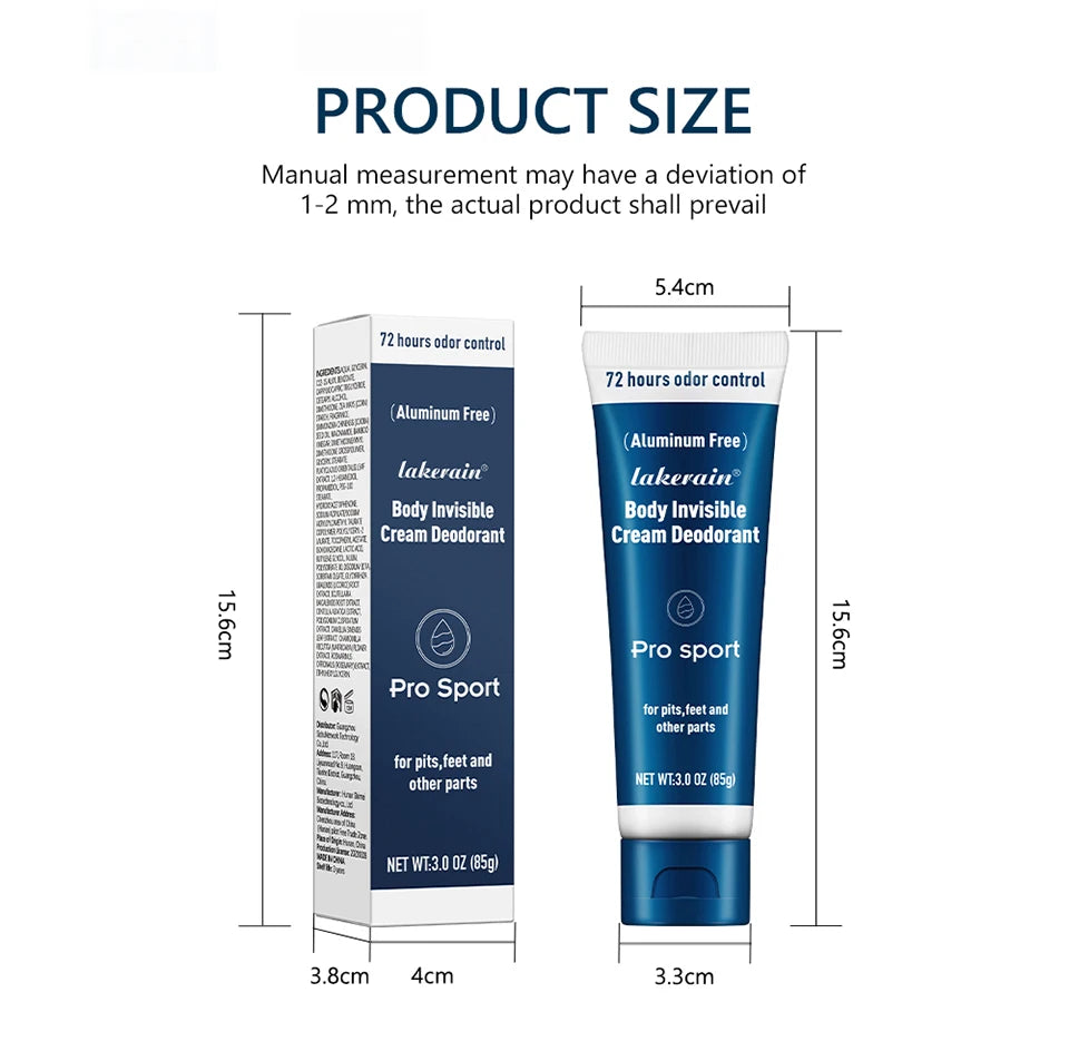 Body Invisible Cream Deodorant for Long Lasting Odor Protection - 15