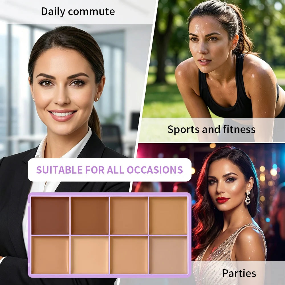8 Shade Cream Concealer Palette for Full Coverage - 12