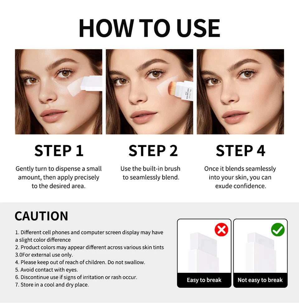 Blanc Cover Cream Stick with Built-in Brush for Flawless Coverage - 16