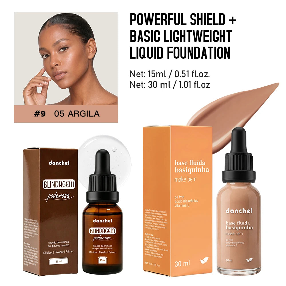 Liquid Foundation and Primer Set for Long Lasting Natural Coverage