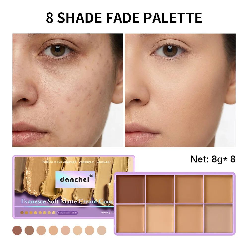 8 Shade Cream Concealer Palette for Full Coverage - 1