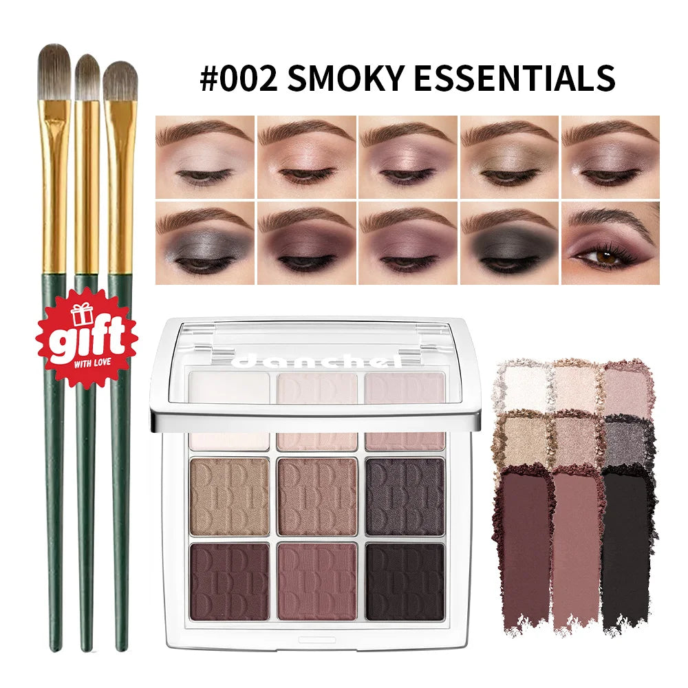 Nine Color Eyeshadow Palette with Blending Brush - 24