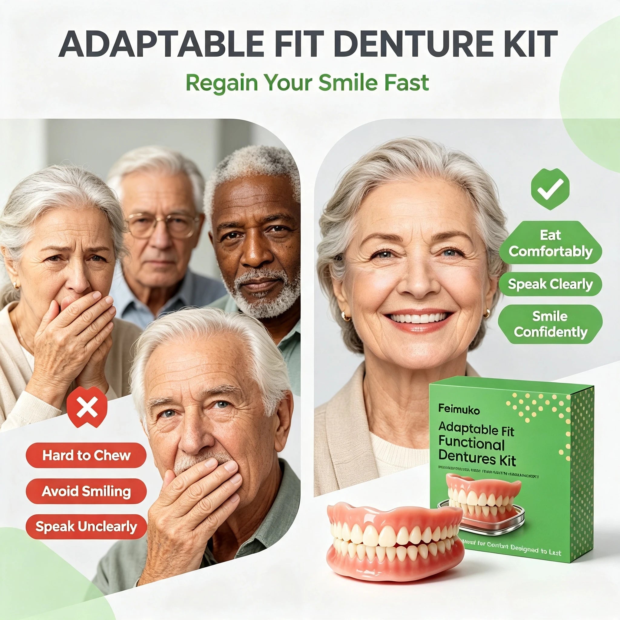 Silicone Snap On Dentures for Natural Smile - 2