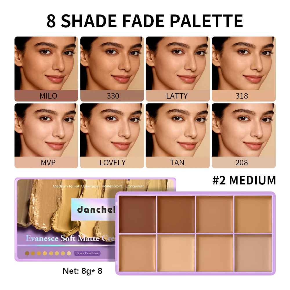 8 Shade Cream Concealer Palette for Full Coverage - 19