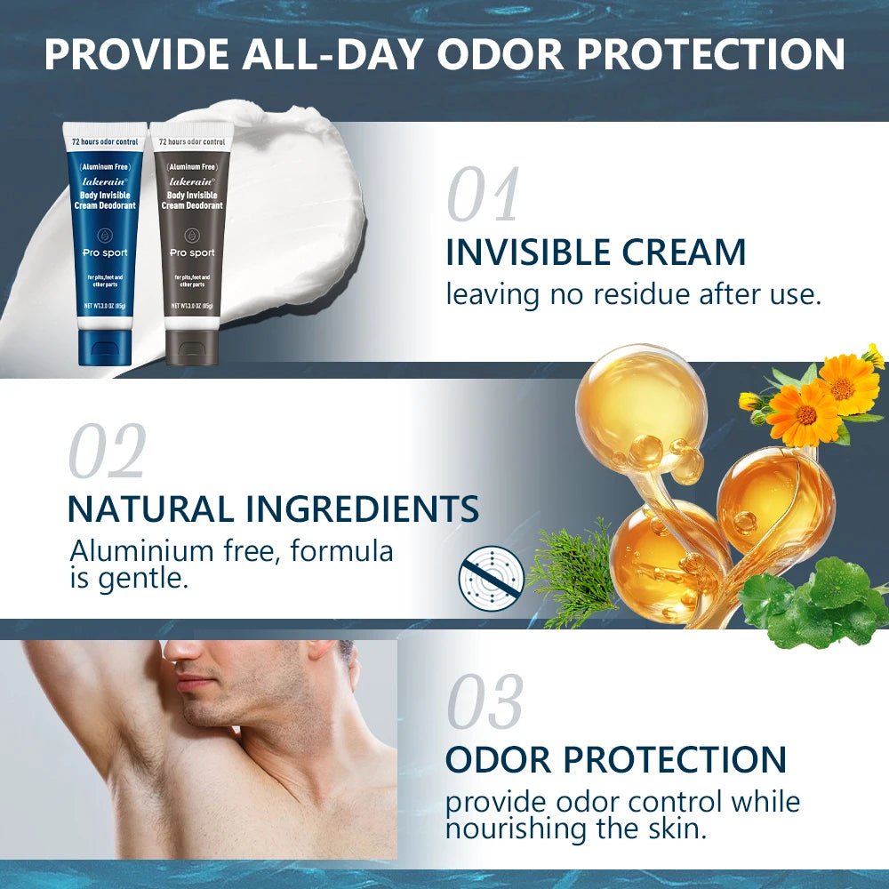 Body Invisible Cream Deodorant for Long Lasting Odor Protection - 4