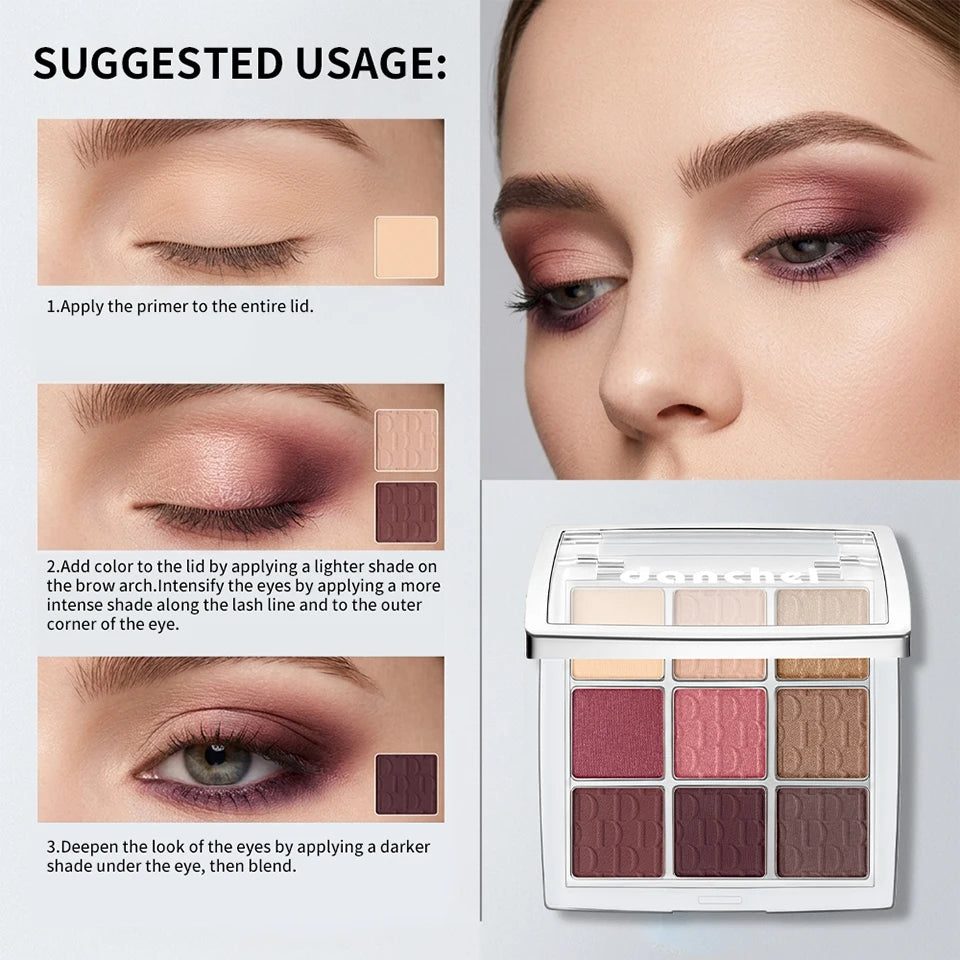 9-Shade Eyeshadow Palette Highly Pigmented Blendable Makeup - 16