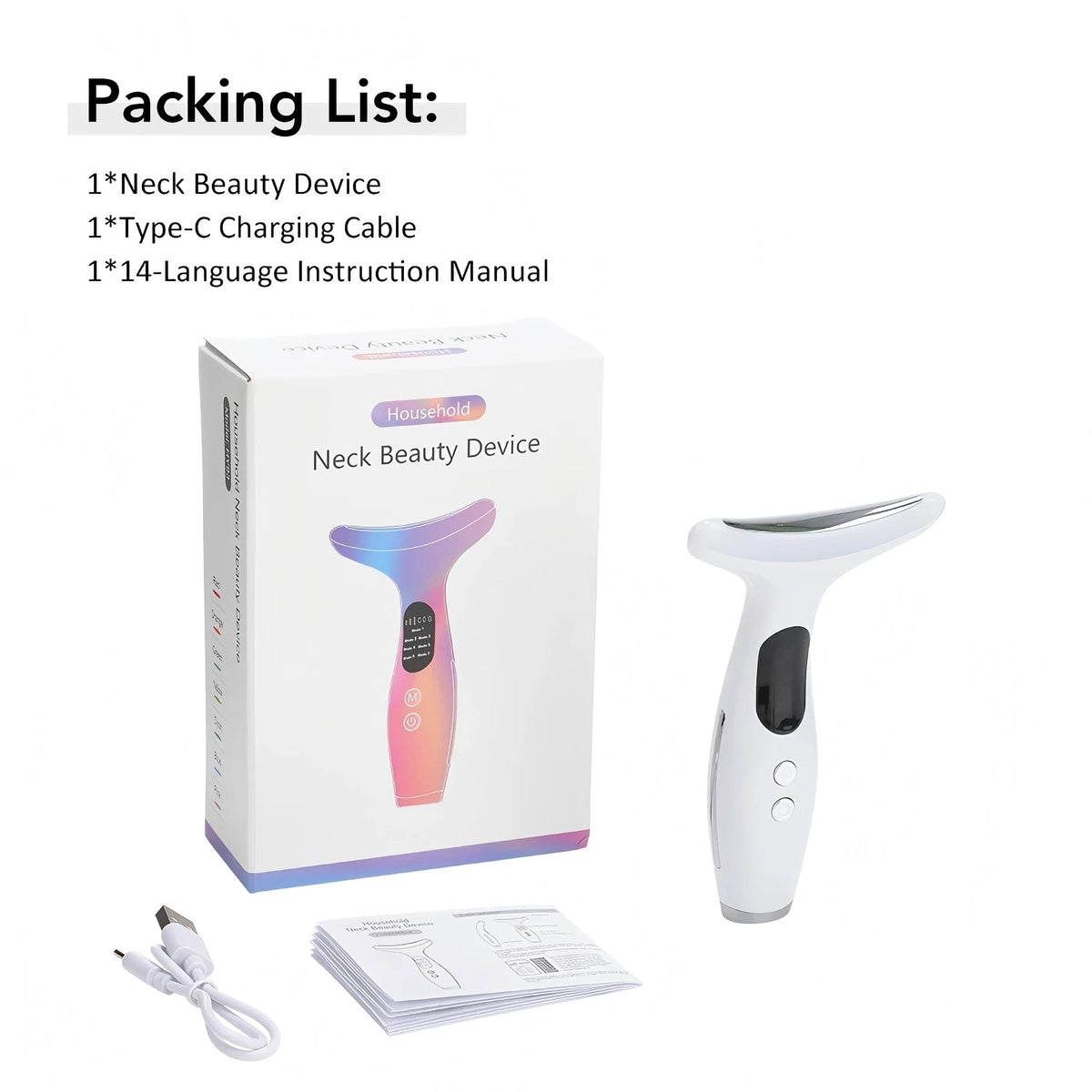LED Neck Beauty Device with Microcurrent Vibration