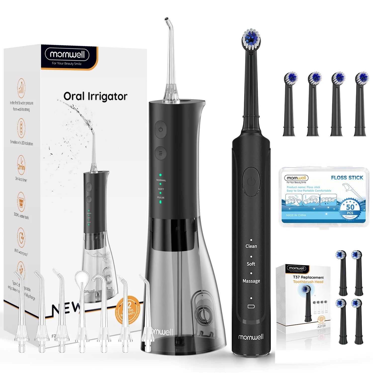 Oral Hygiene Combo Set with Water Flosser and Electric Toothbrush - 21