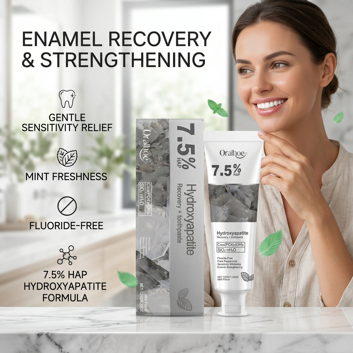 Hydroxyapatite Toothpaste for Enamel Repair and Whitening