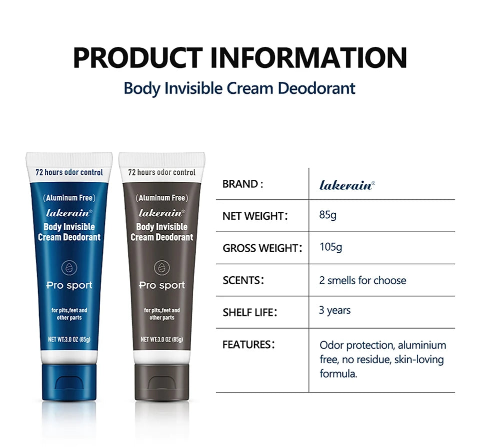 Body Invisible Cream Deodorant for Long Lasting Odor Protection - 14