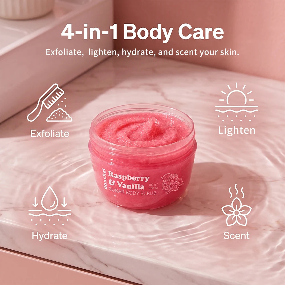 Raspberry Vanilla Sugar Body Scrub for Smooth Nourished Skin - 2