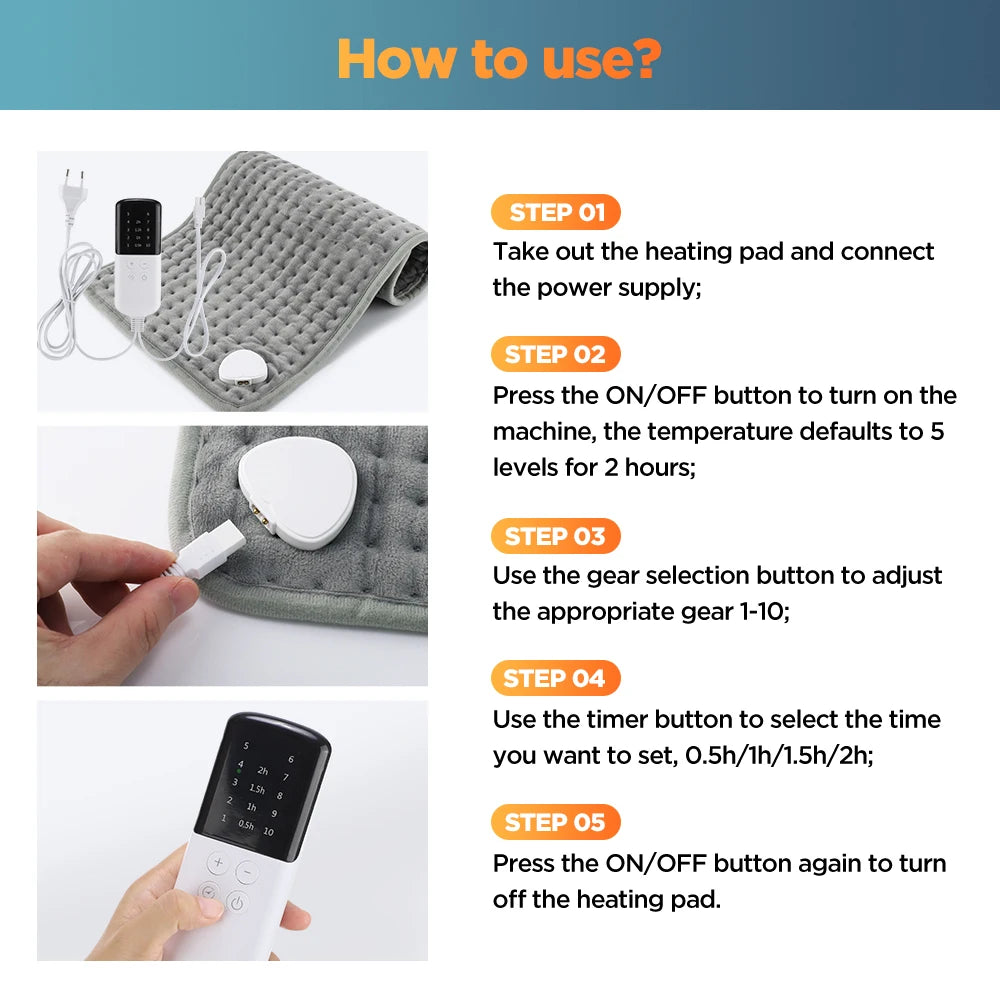 Electric Heating Pad with Adjustable Temperature Settings - 18