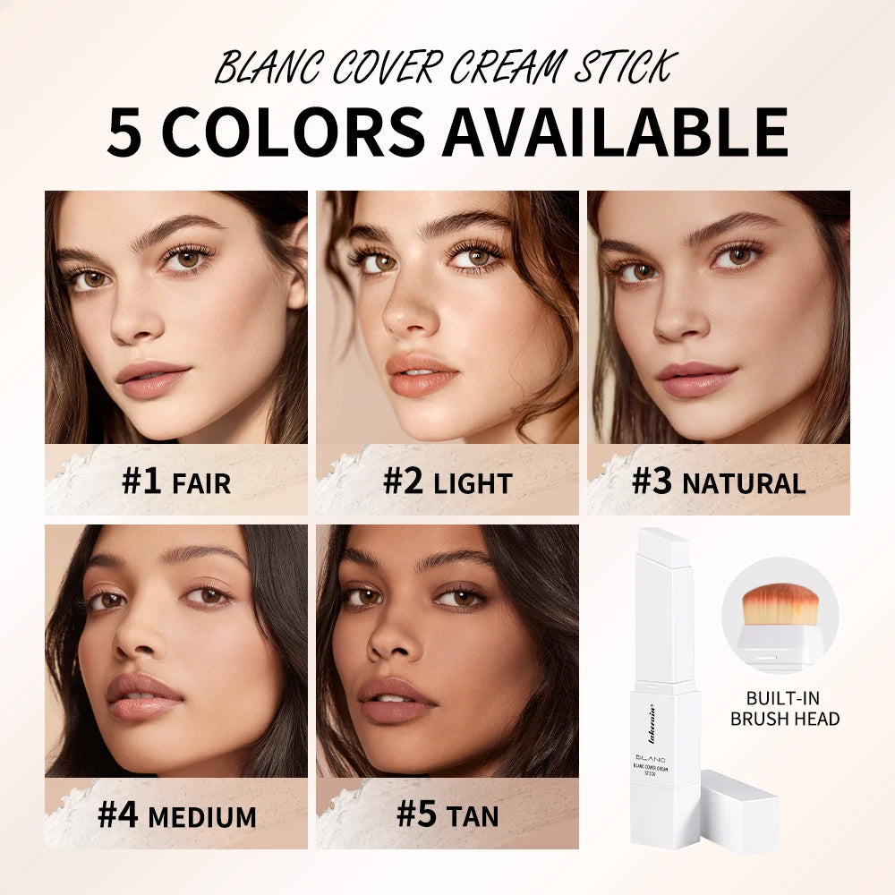 Blanc Cover Cream Stick with Built-in Brush for Flawless Coverage