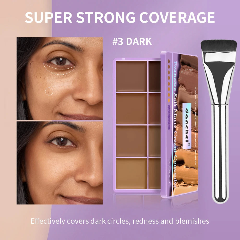 8 Shade Cream Concealer Palette for Full Coverage - 21